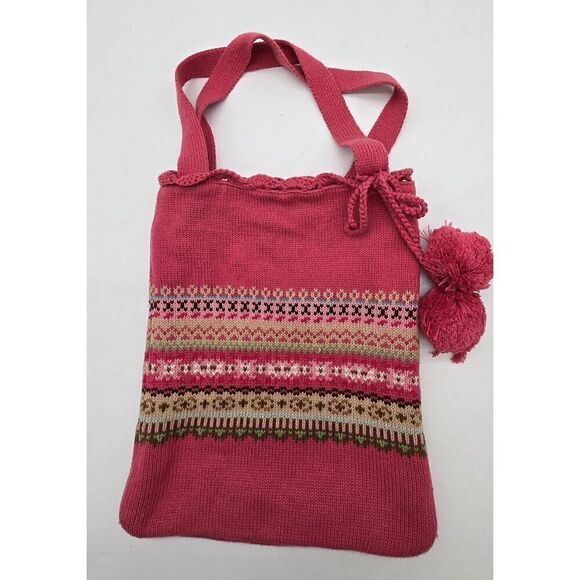 Vintage Style Gap Kids Knit Shoulder Bag With Pom Poms - Picture 1 of 4